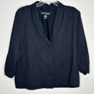 Tori Richard Jacket Womens Large Black 100% Silk Button Front Lightweight Blazer